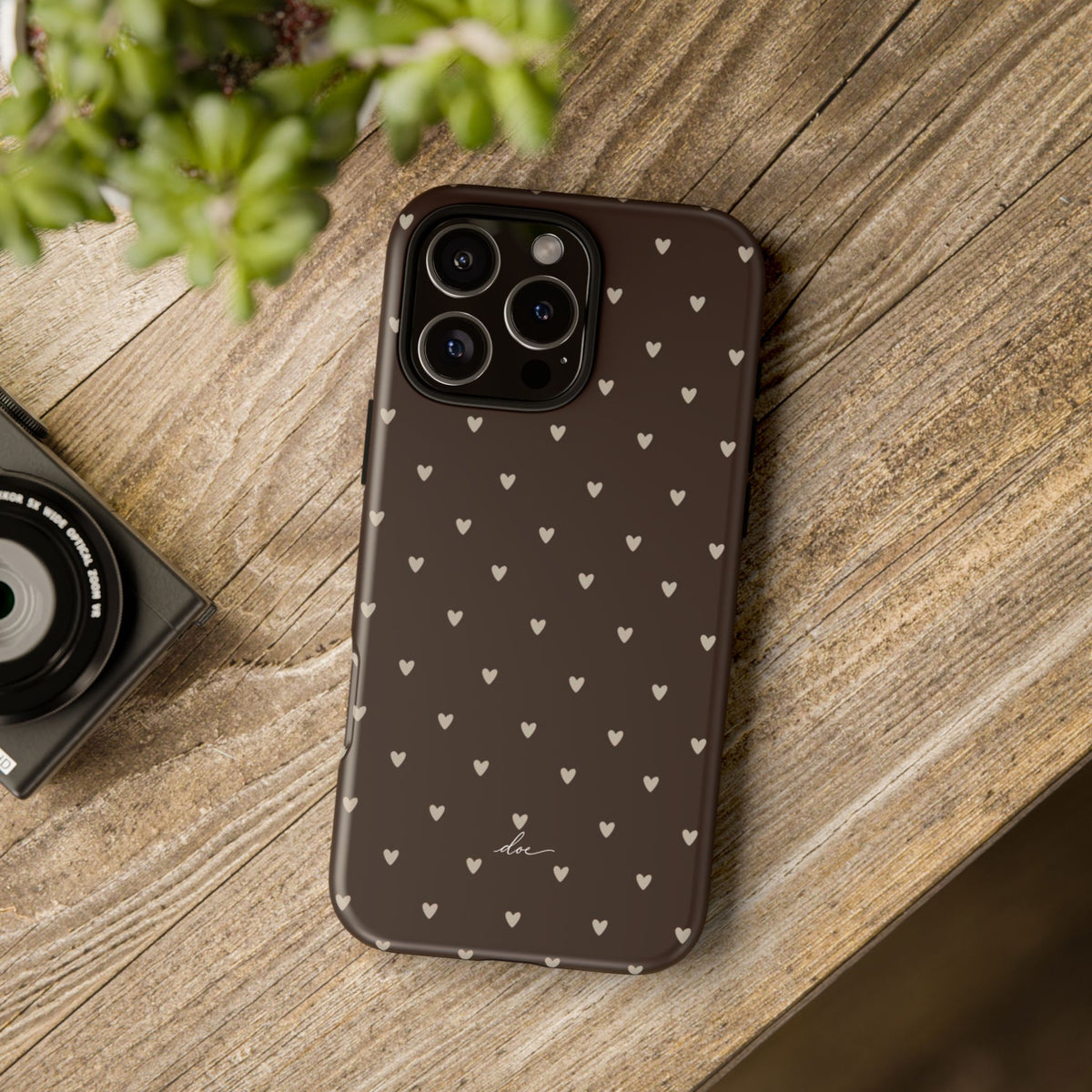 Brown Hearts iPhone Case